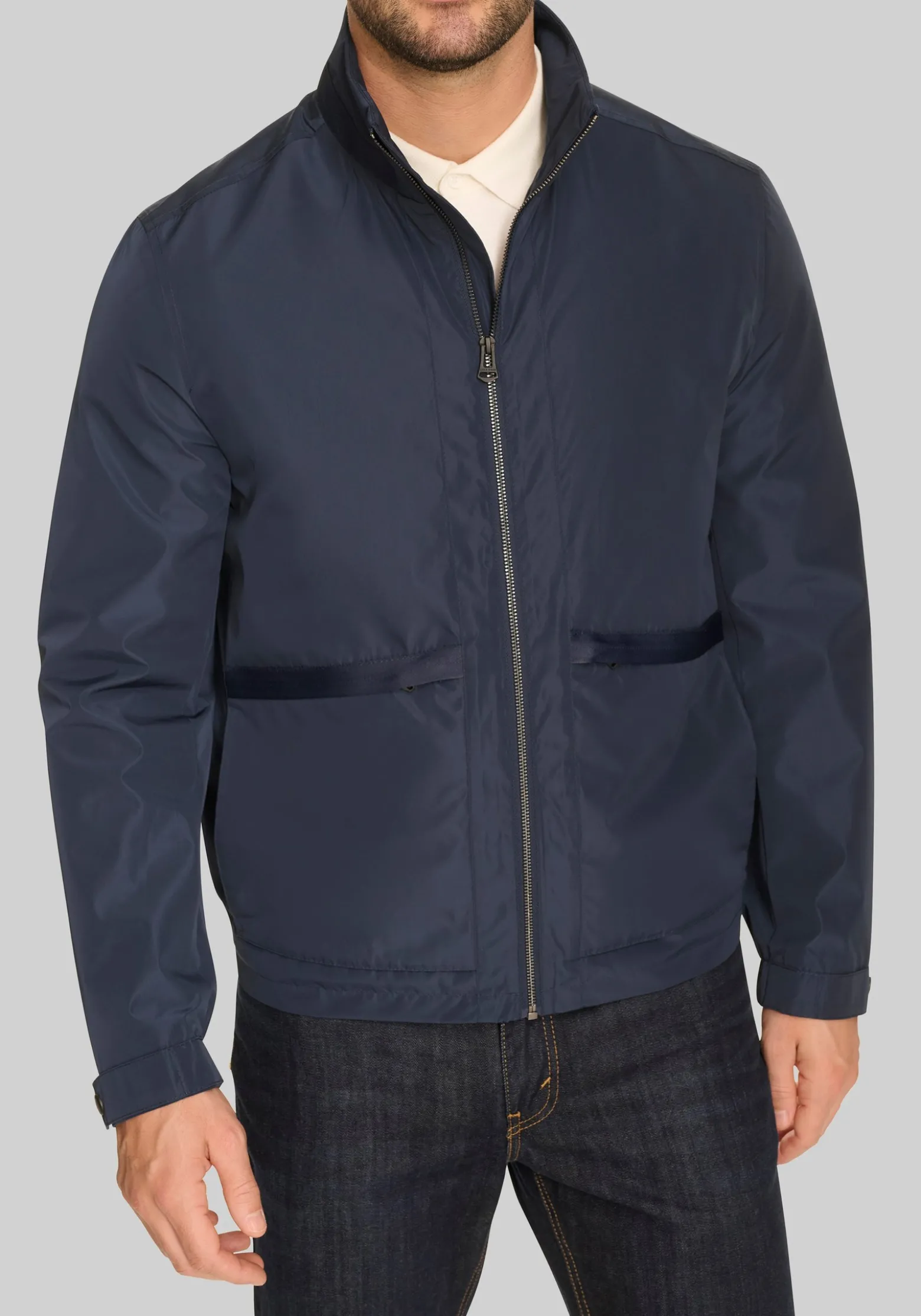Cole Haan Stand Collar Packable Rain Jacket