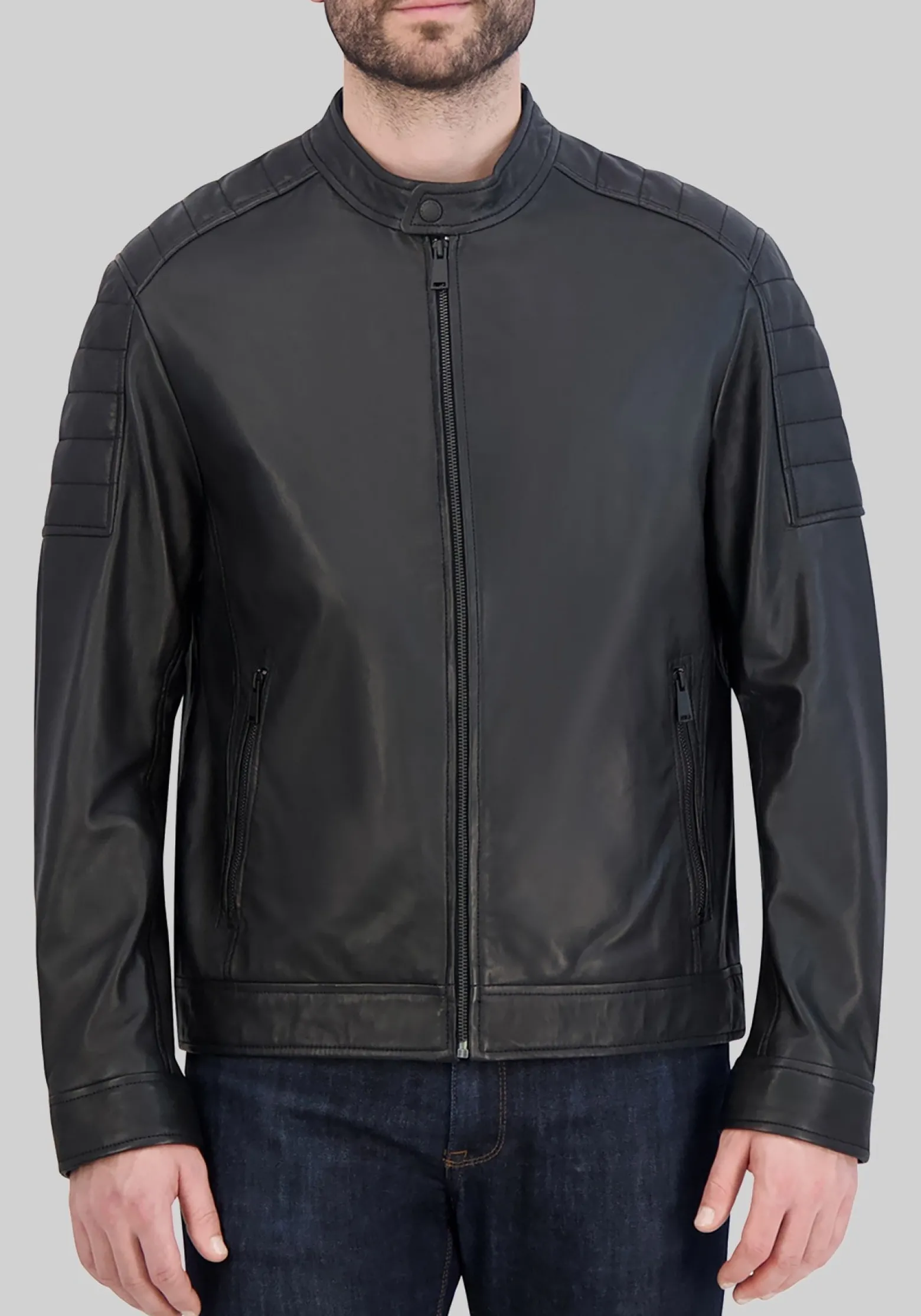 Cole Haan Traditional Fit Washed Lamb Leather Jacket