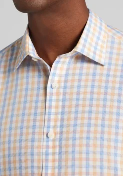 1905 Collection Tailored Fit Multi Gingham Short Sleeve Button Up Shirt