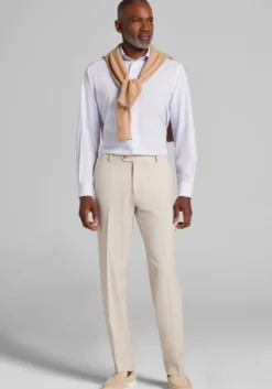 1905 Collection Tailored Fit Spread Collar Grid 4-Way Stretch Dress Shirt