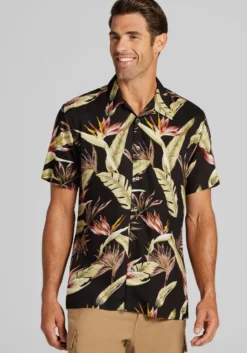 1905 Collection Tailored Fit Tropical Floral Short Sleeve Hawaiian Camp Shirt CLEARANCE