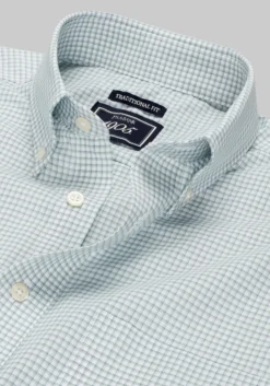 1905 Collection Traditional Fit 4-Way Stretch Button-Down Collar Mini Plaid Dress Shirt