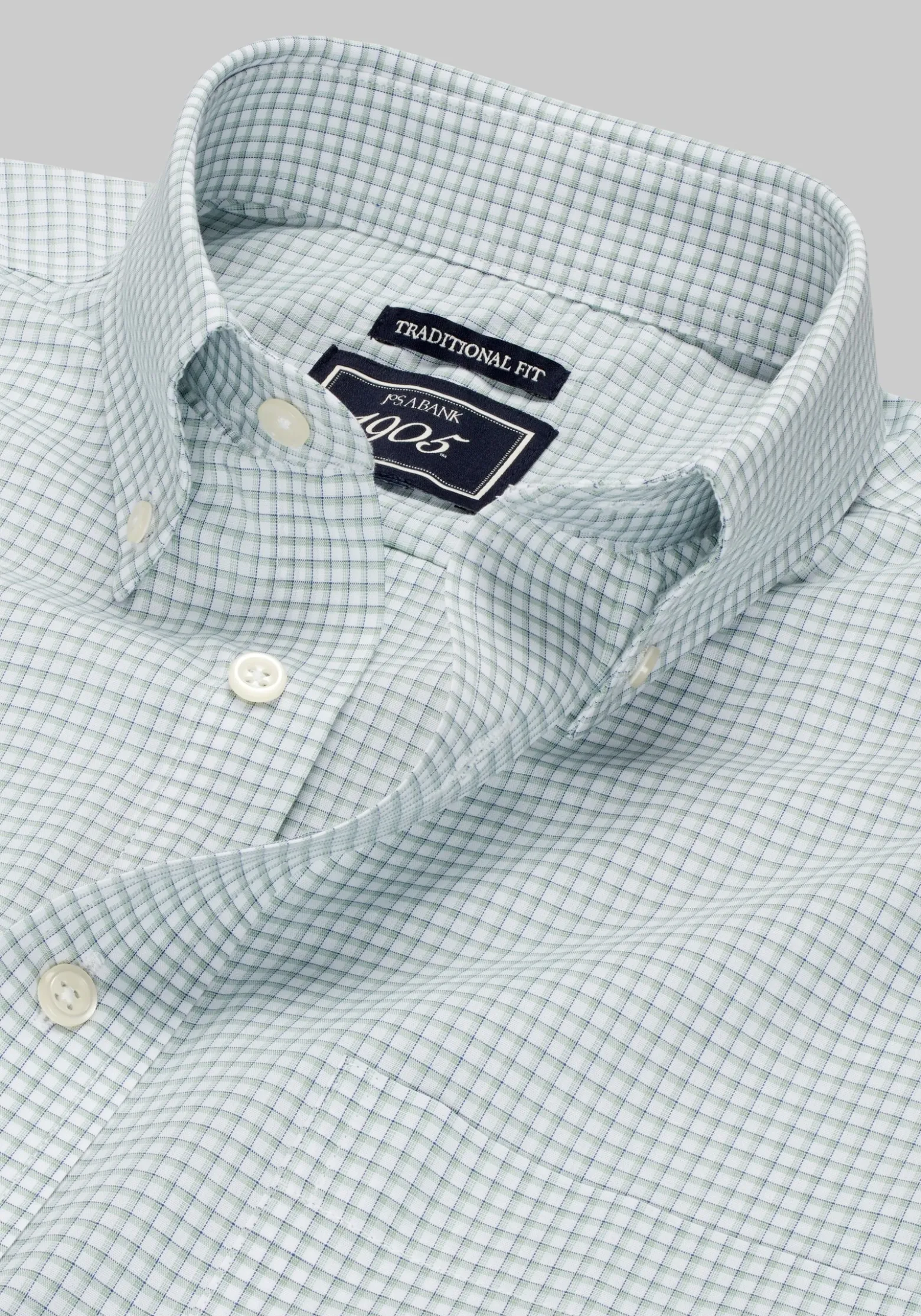1905 Collection Traditional Fit 4-Way Stretch Button-Down Collar Mini Plaid Dress Shirt