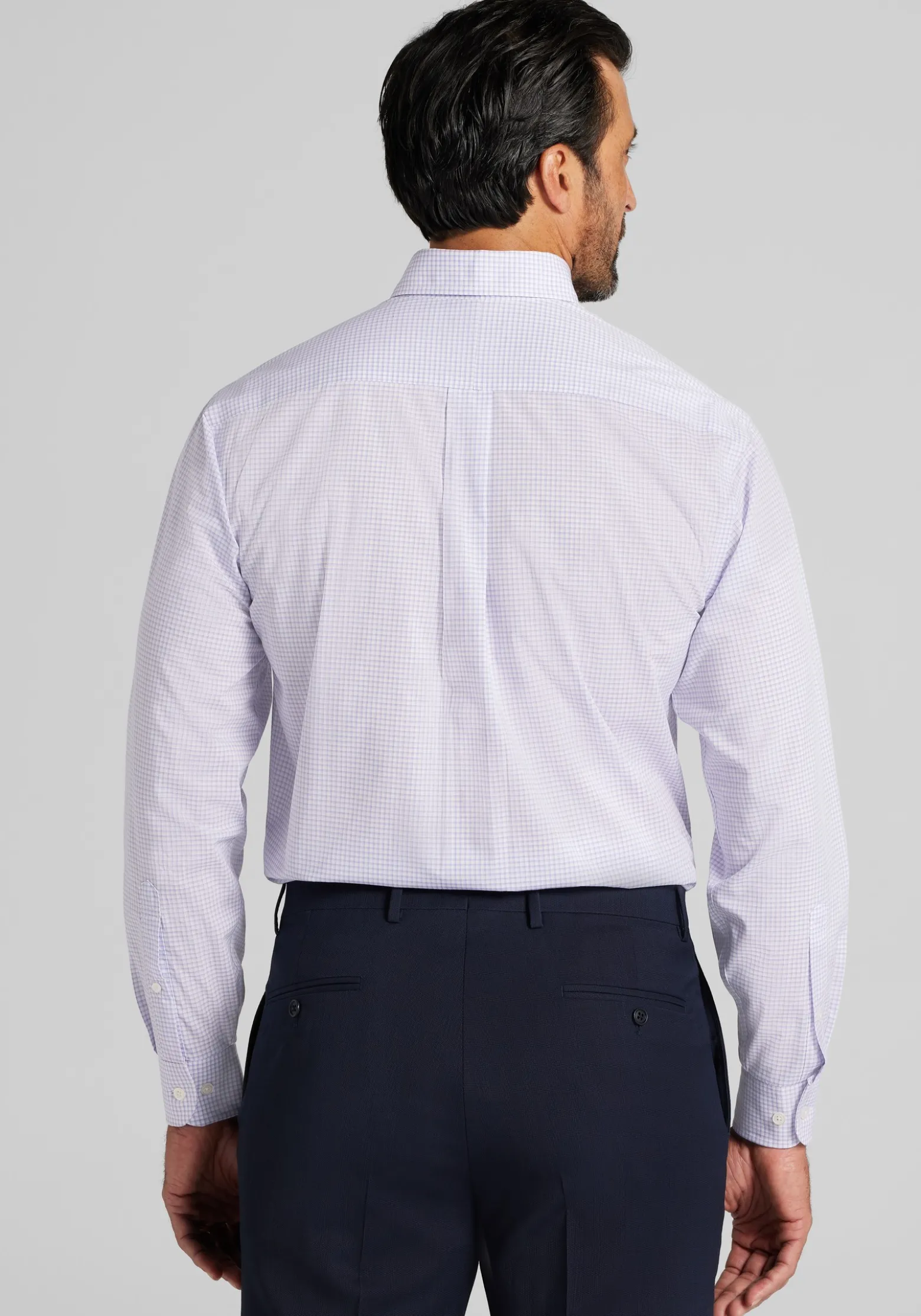 1905 Collection Traditional Fit 4-Way Stretch Button-Down Collar Mini Plaid Dress Shirt