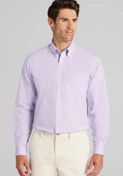 1905 Collection Traditional Fit 4-Way Stretch Button-Down Collar Micro Houndstooth Dress Shirt