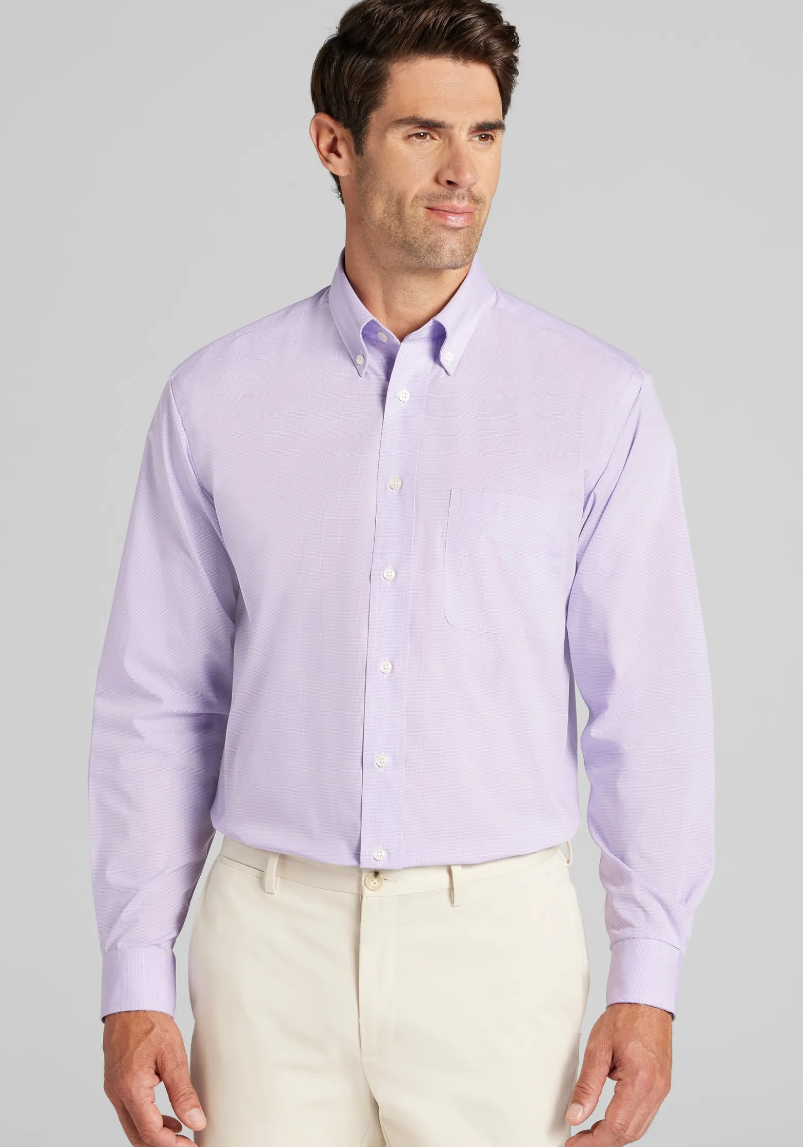1905 Collection Traditional Fit 4-Way Stretch Button-Down Collar Micro Houndstooth Dress Shirt