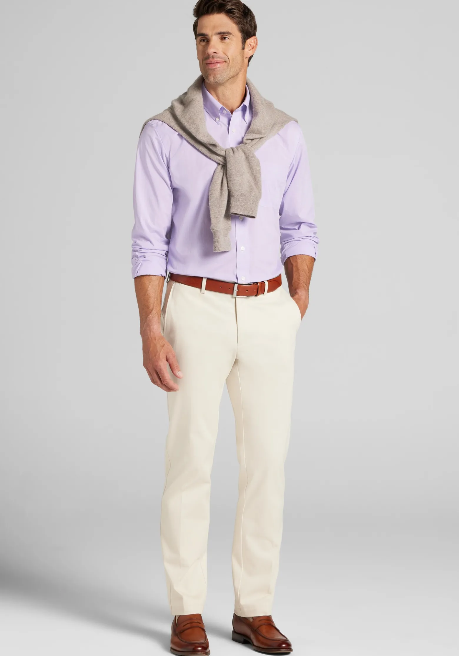 1905 Collection Traditional Fit 4-Way Stretch Button-Down Collar Micro Houndstooth Dress Shirt