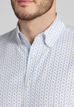 Con.Struct Slim Fit Mini Geo 4-Way Stretch Short Sleeve Button Up Shirt - Big & Tall
