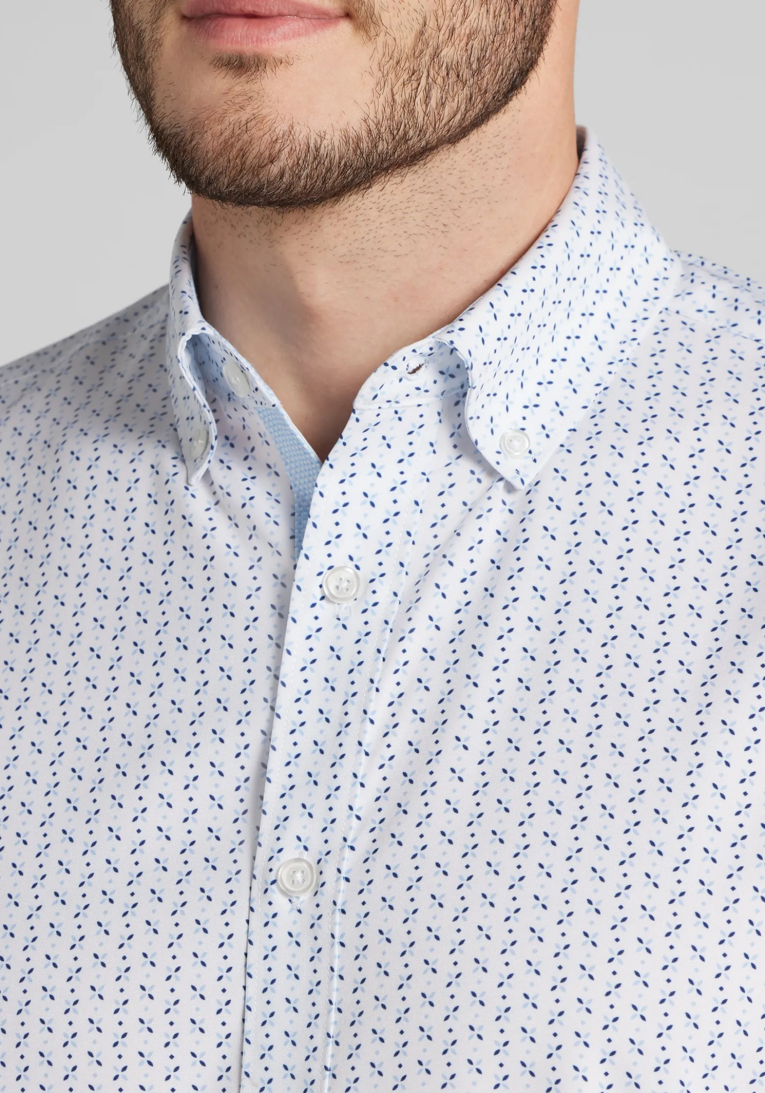 Con.Struct Slim Fit Mini Geo 4-Way Stretch Short Sleeve Button Up Shirt - Big & Tall