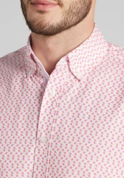Con.Struct Slim Fit Mini Zigzag 4-Way Stretch Short Sleeve Button Up Shirt - Big & Tall