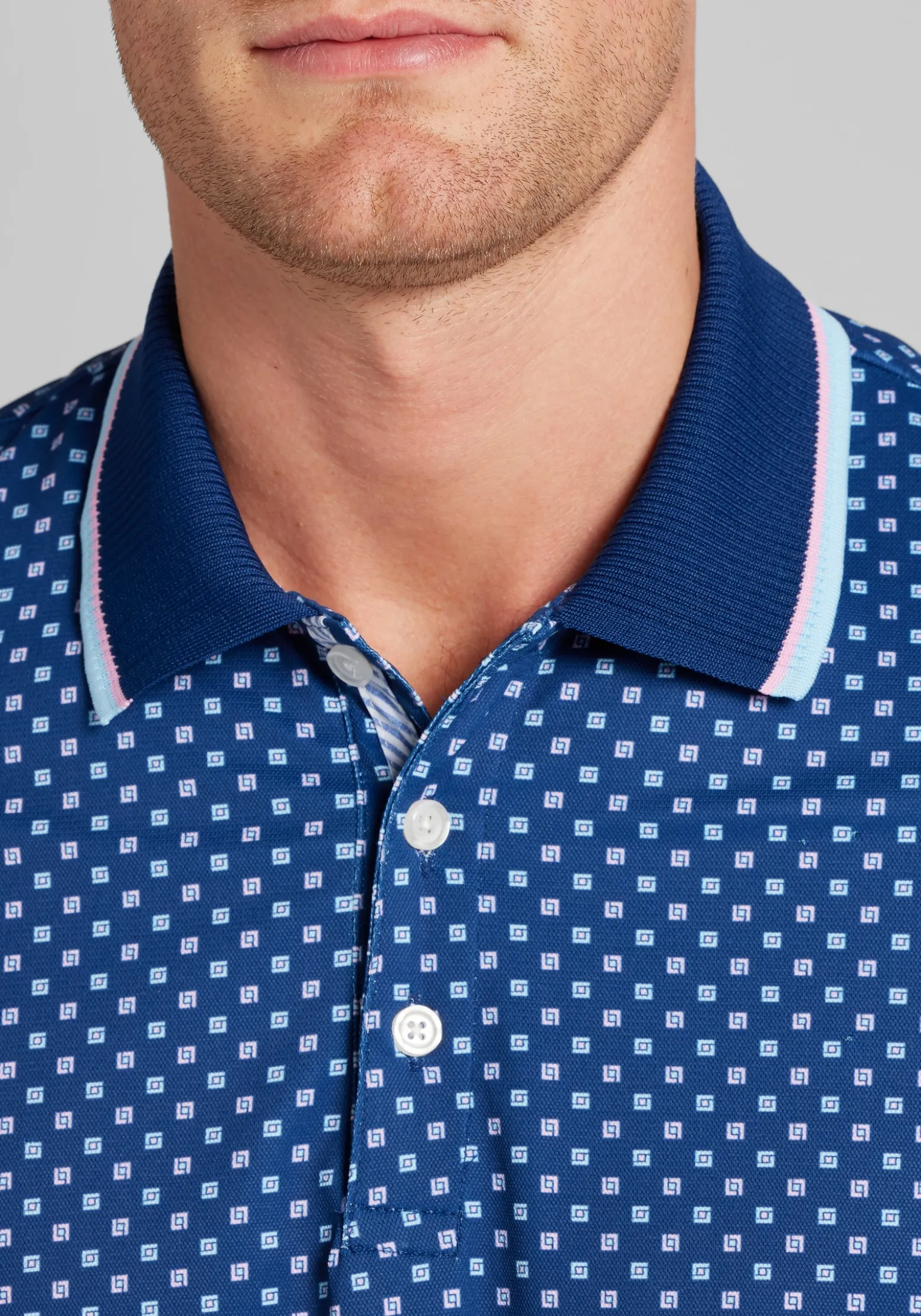 Con.Struct Slim Fit Square Dot Tipped Pique Polo CLEARANCE