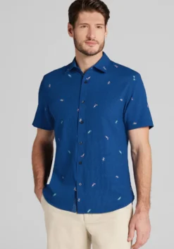 Con.Struct Tailored Fit Cocktails Seersucker Short-Sleeve Shirt