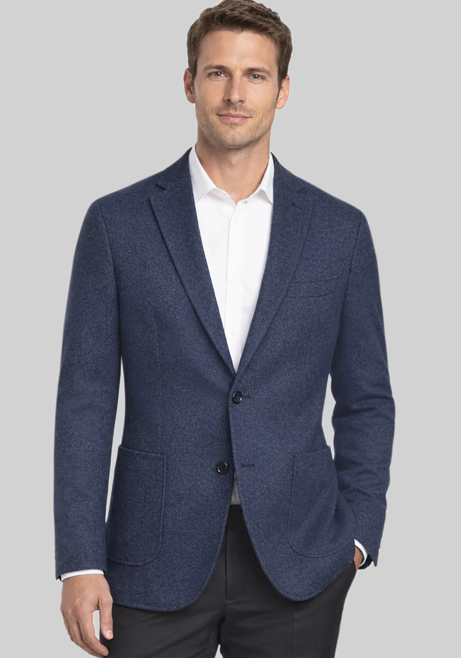 Gruner1949 Tailored Fit Herringbone 4-Way Stretch Knit Sportcoat - Big & Tall