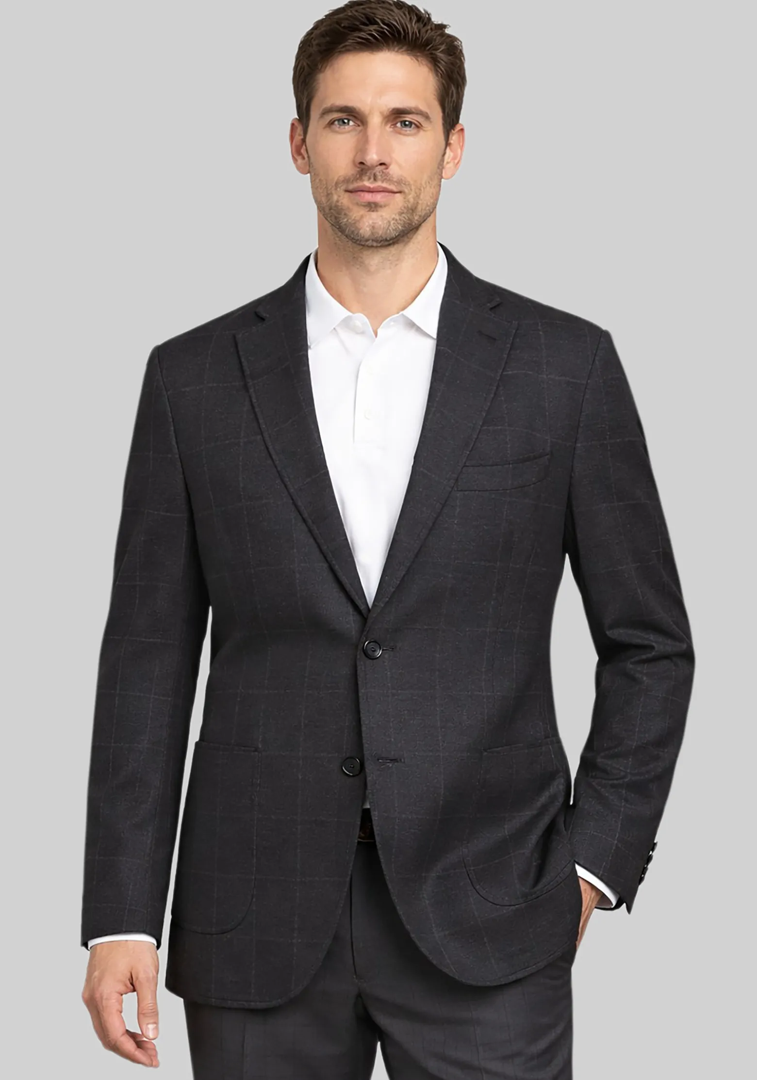 Gruner1949 Tailored Fit Windowpane 4-Way Stretch Knit Sportcoat - Big & Tall