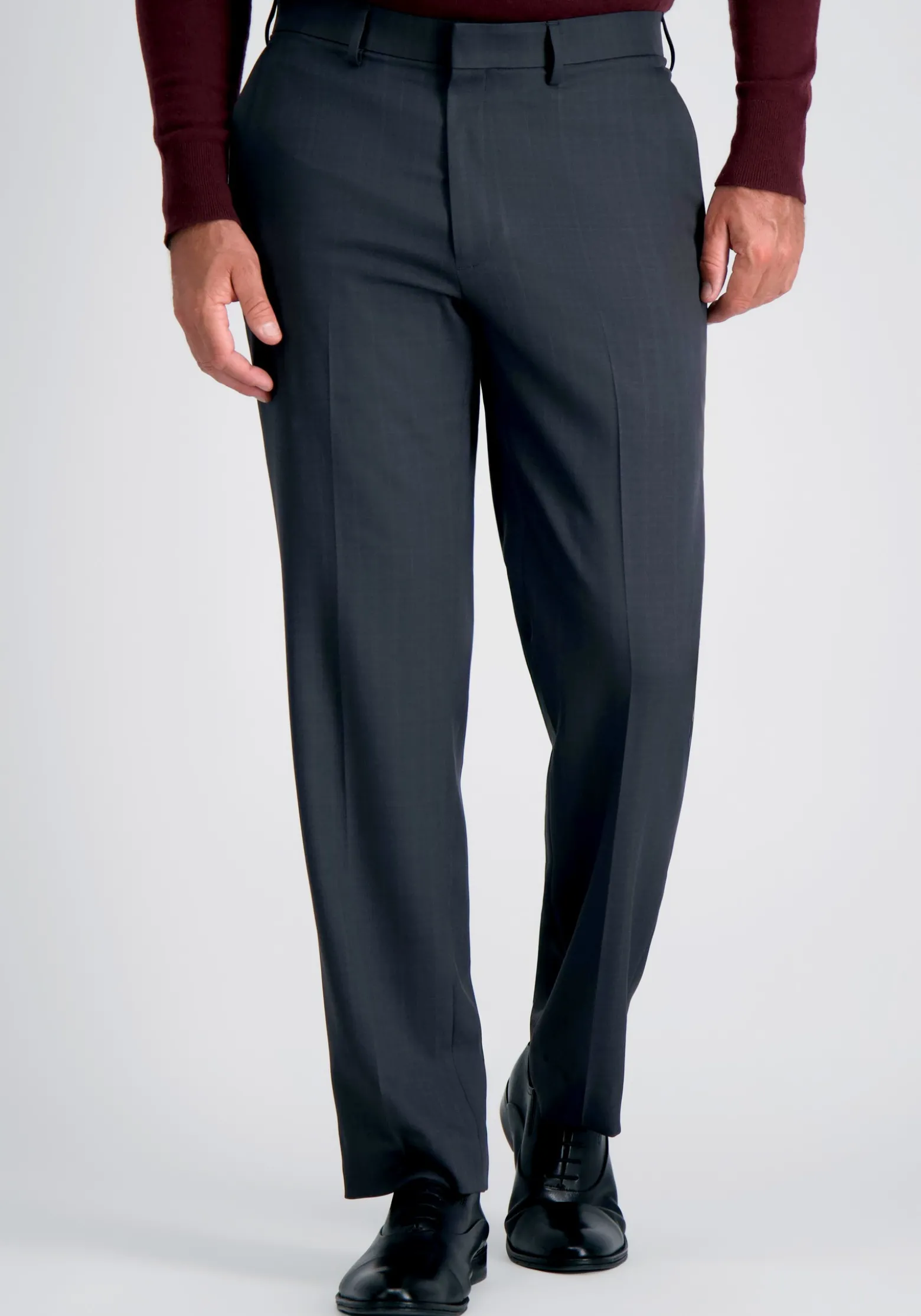 Haggar Premium Comfort Straight Fit Tonal Windowpane Flat Front Dress Pants
