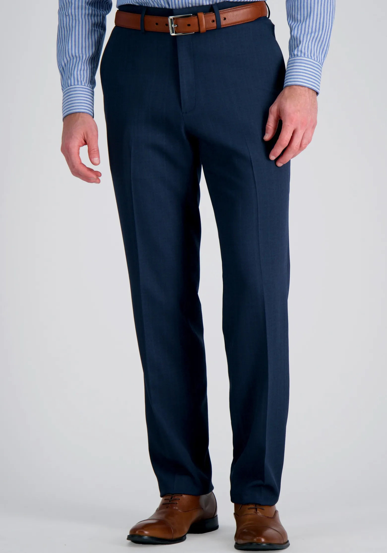Haggar Premium Comfort Straight Fit Tonal Windowpane Flat Front Dress Pants