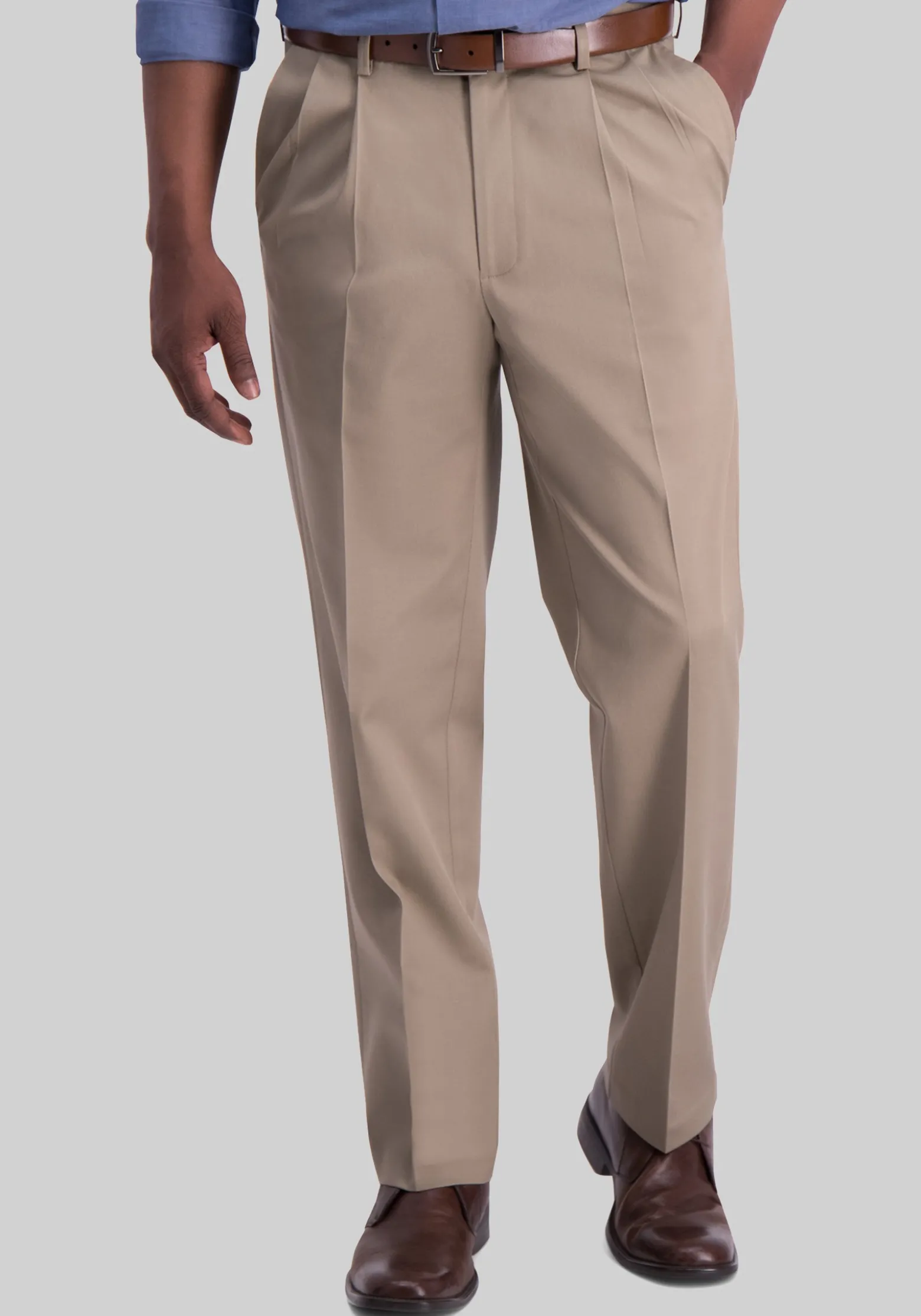 Haggar Traditional Fit Iron-Free Premium Classic Pleated Chinos - Big & Tall