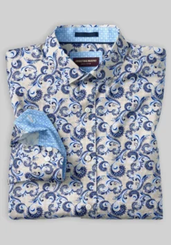 Johnston & Murphy Tailored Fit Stylized Paisley Button Up Shirt