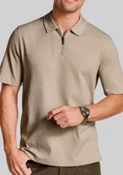 Johnston & Murphy Tailored Fit Finn Ribbed Zip Polo
