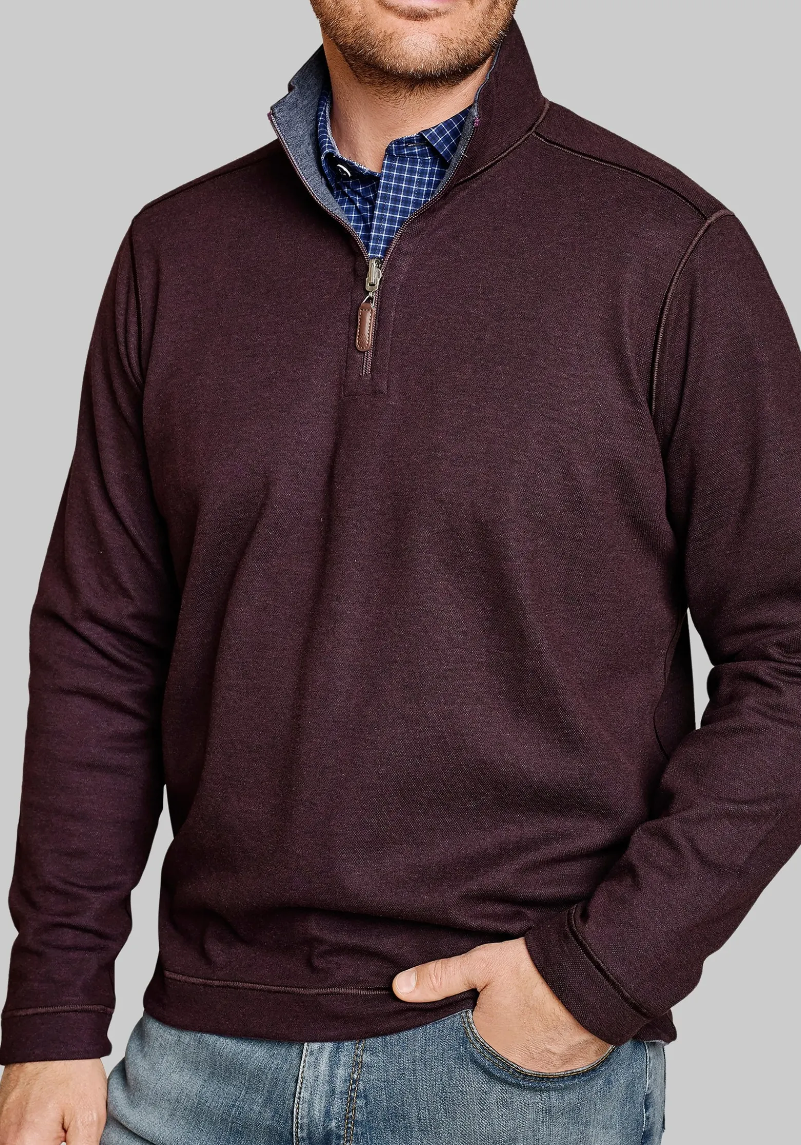 Johnston & Murphy Tailored Fit Reversible 1/4-Zip Pullover