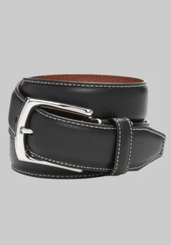 Johnston & Murphy Topstitched Leather Belt