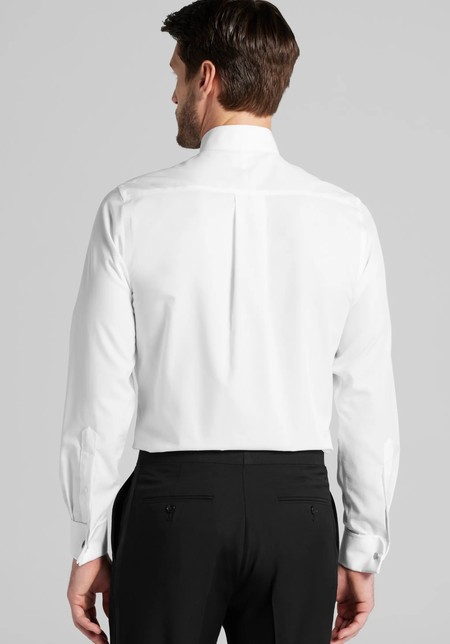 Jos. A. Bank Comfort Stretch Slim Fit Wing Collar French Cuff Five-Pleat Formal Dress Shirt