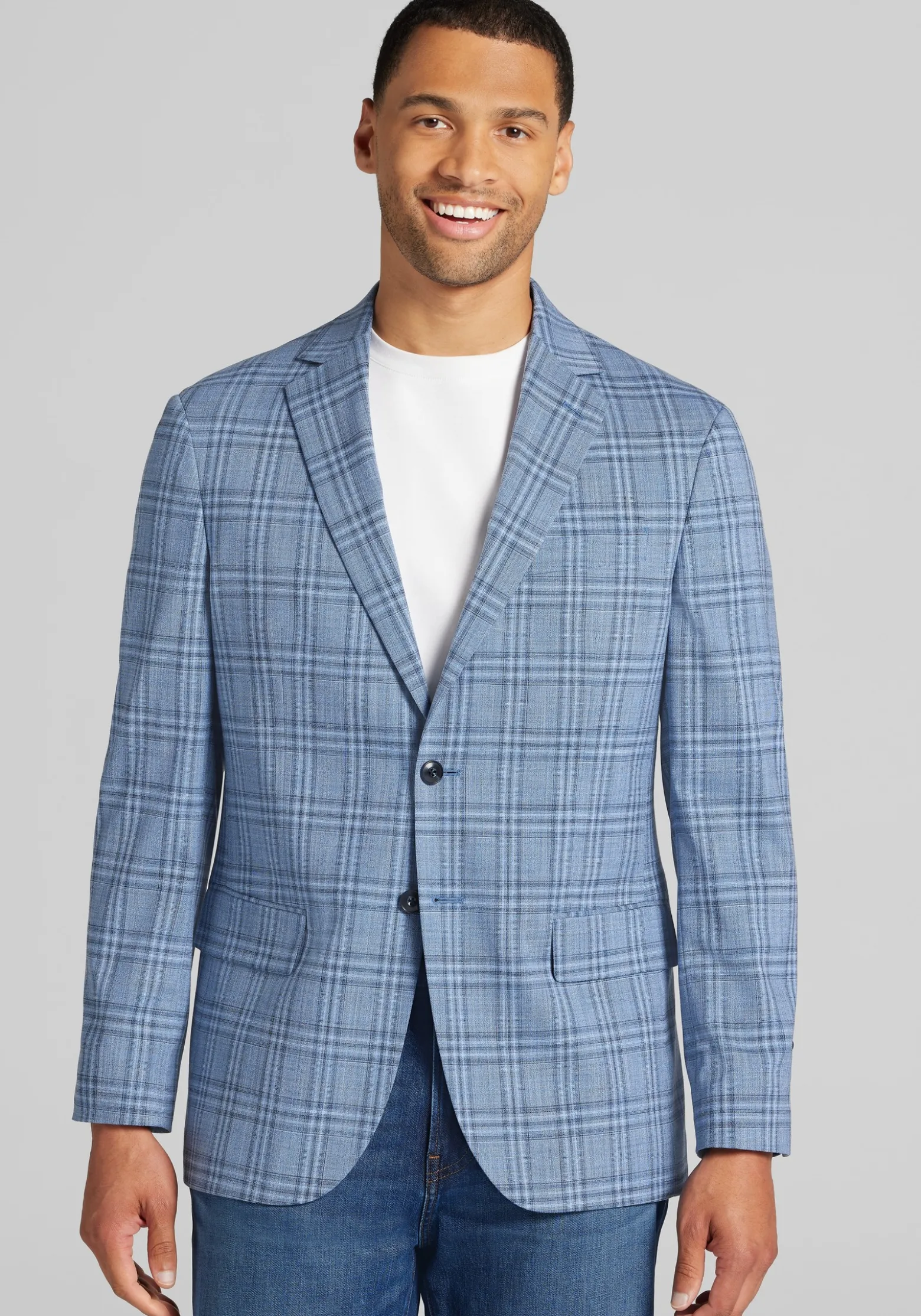 Jos. A. Bank Comfort Stretch Tailored Fit Plaid Sportcoat