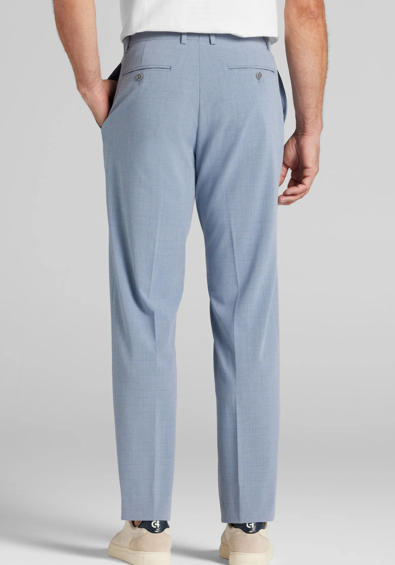 Jos. A. Bank Comfort Stretch Tailored Fit Plaid Seersucker Suit Separate Pants