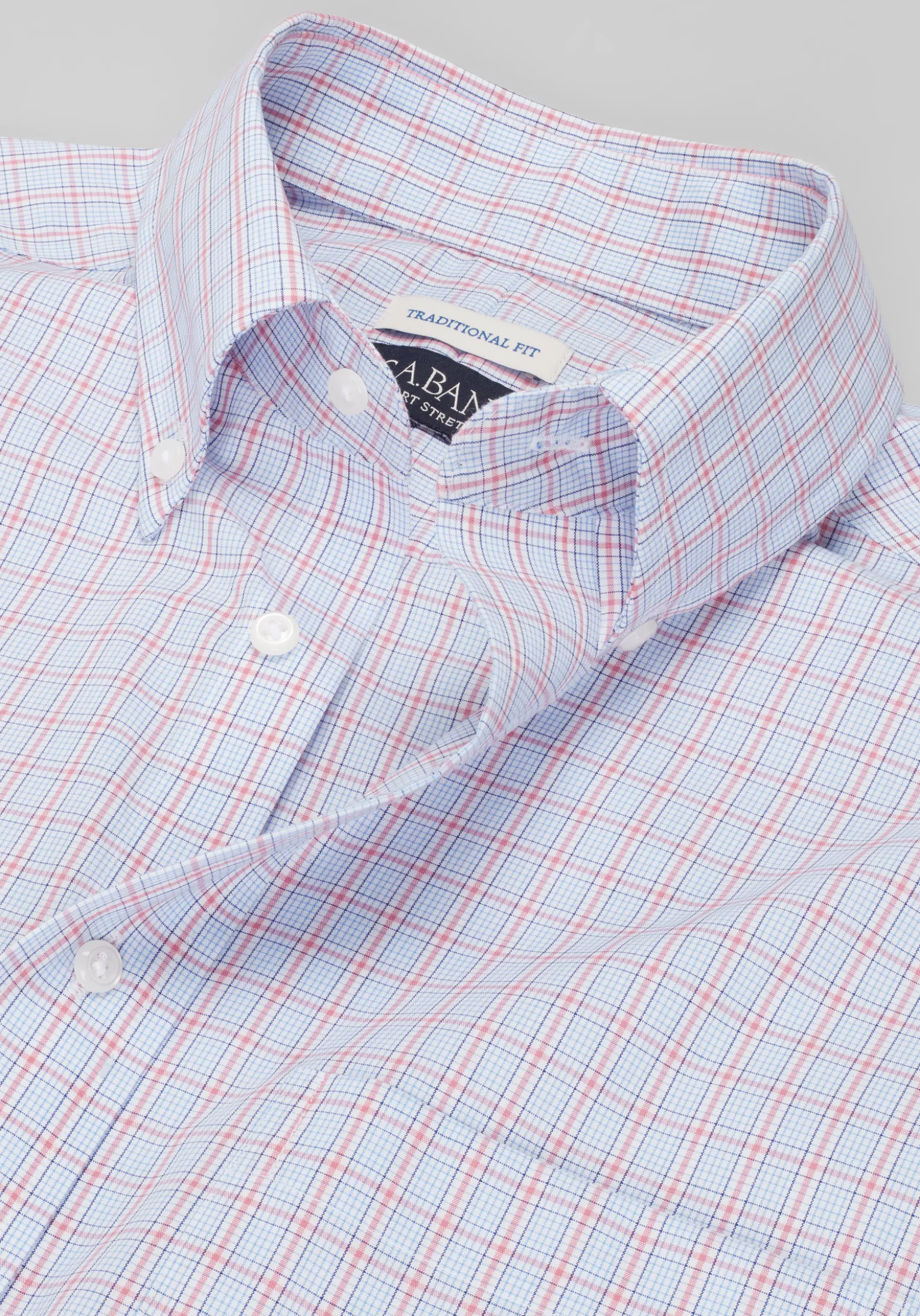 Jos. A. Bank Comfort Stretch Traditional Fit Button-Down Collar Plaid Dress Shirt