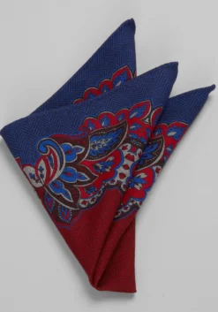 Jos. A. Bank Paisley & Herringbone Reversible Wool Pocket Square