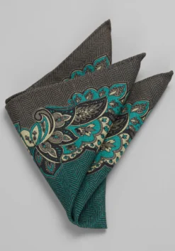 Jos. A. Bank Paisley & Herringbone Reversible Wool Pocket Square