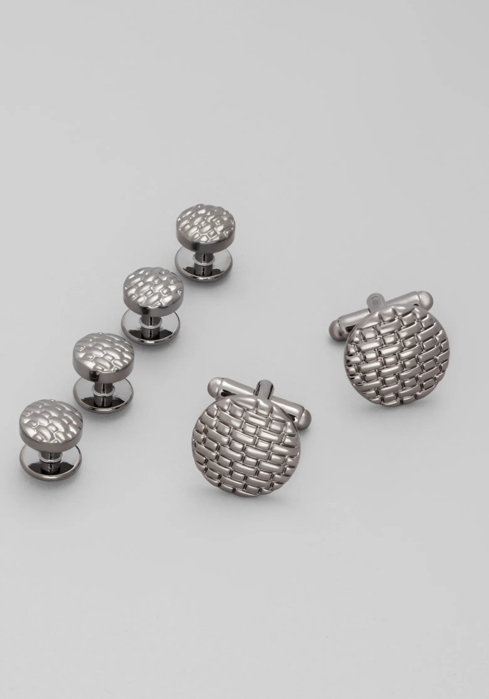 Jos. A. Bank Round Basketweave Cufflink & Stud Set