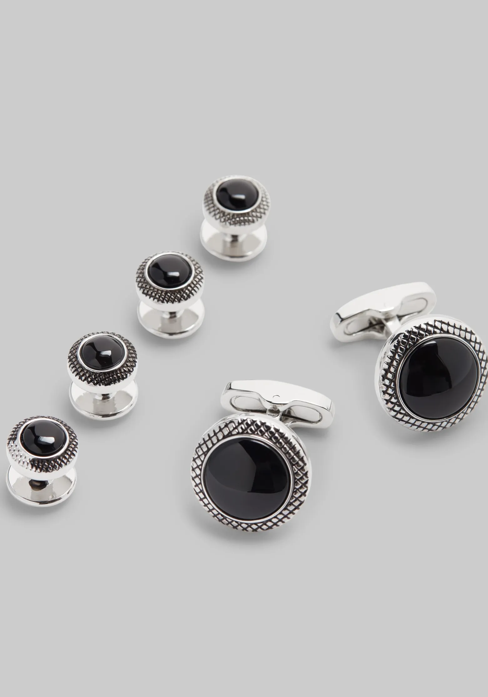 Jos. A. Bank Round Black Onyx Cufflink & Stud Set