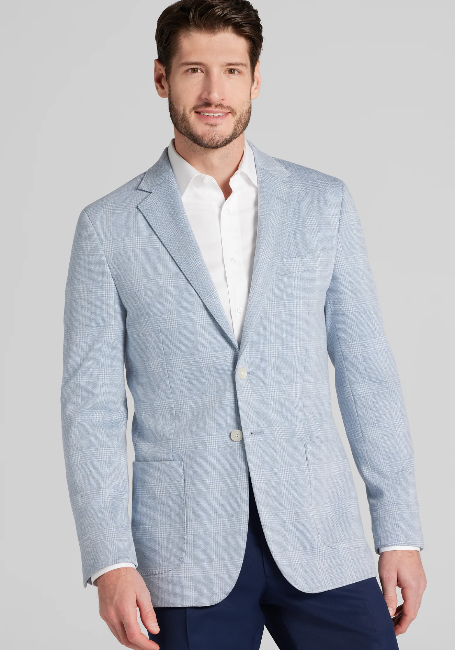 Jos. A. Bank Slim Fit Comfort Stretch Knit Plaid Sportcoat