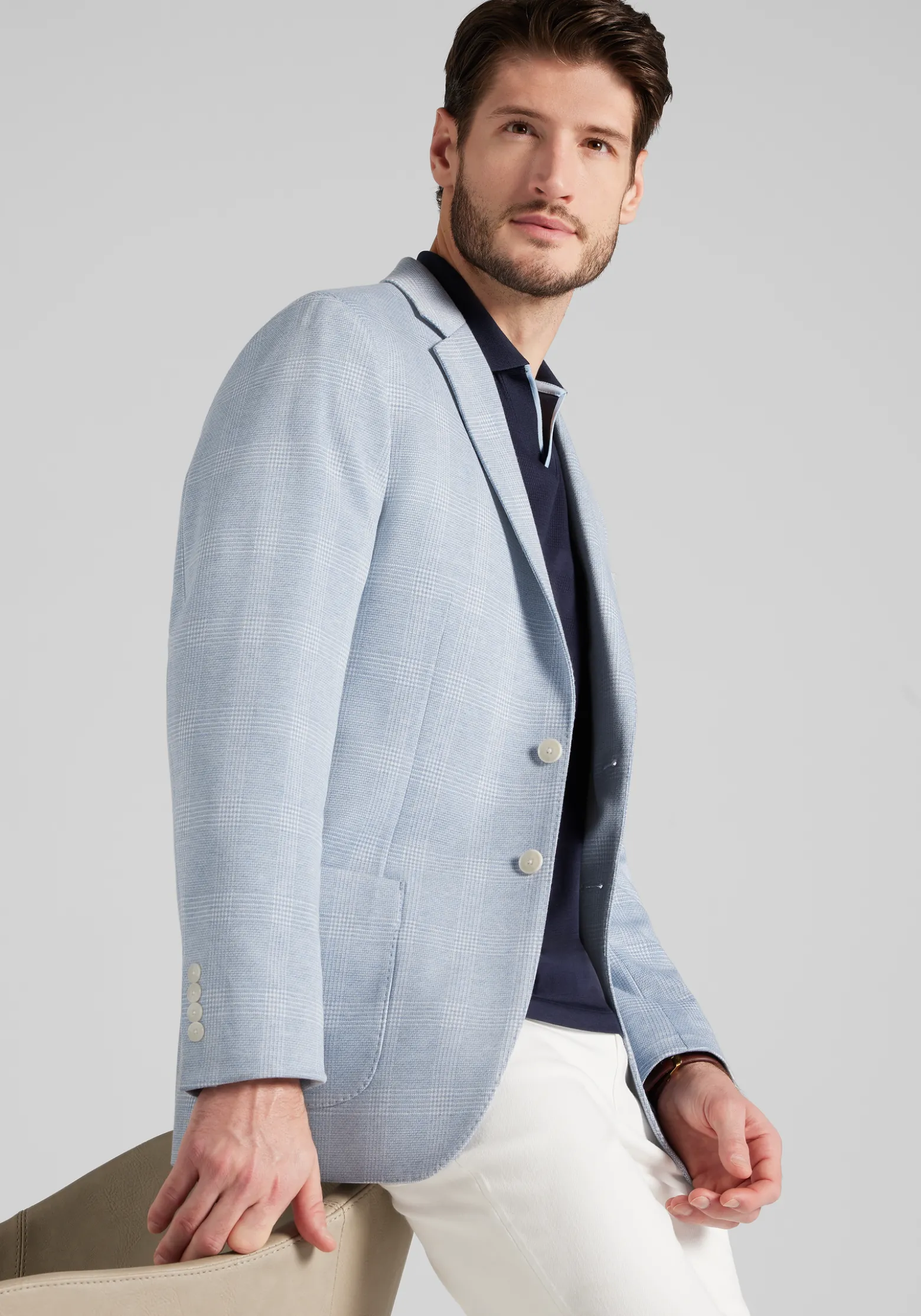 Jos. A. Bank Slim Fit Comfort Stretch Knit Plaid Sportcoat