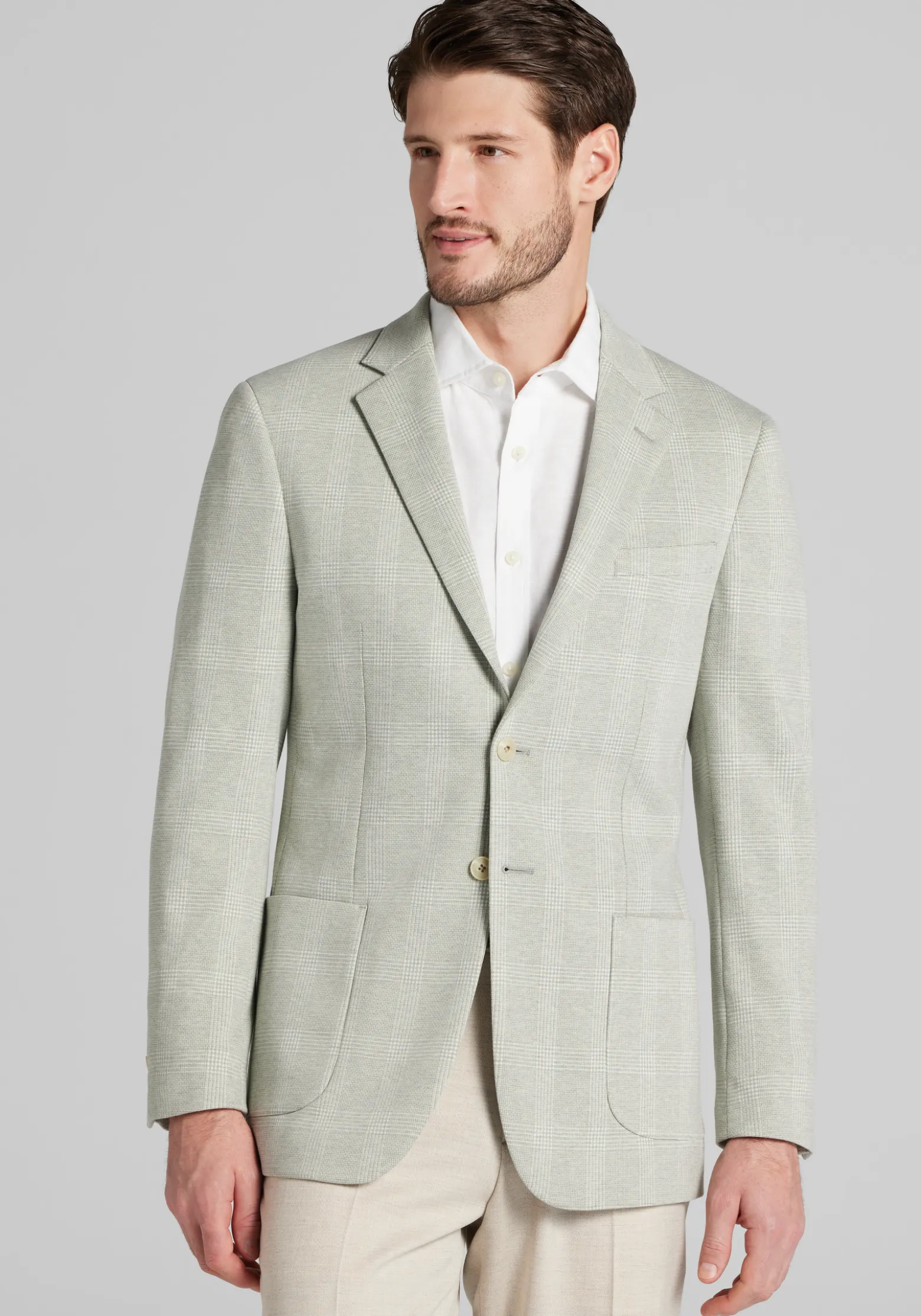 Jos. A. Bank Slim Fit Comfort Stretch Knit Plaid Sportcoat