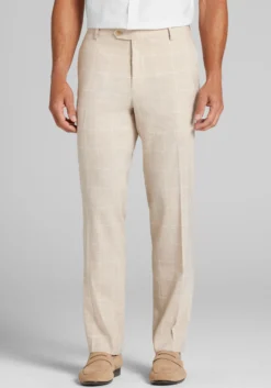 Jos. A. Bank Tailored Fit Comfort Stretch Linen Blend Plaid Suit Separates Pants