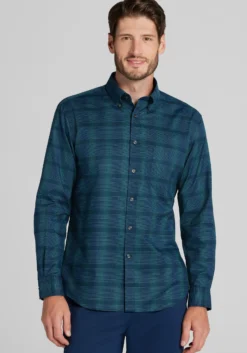 Jos. A. Bank Tailored Fit Large Plaid Button Up Shirt