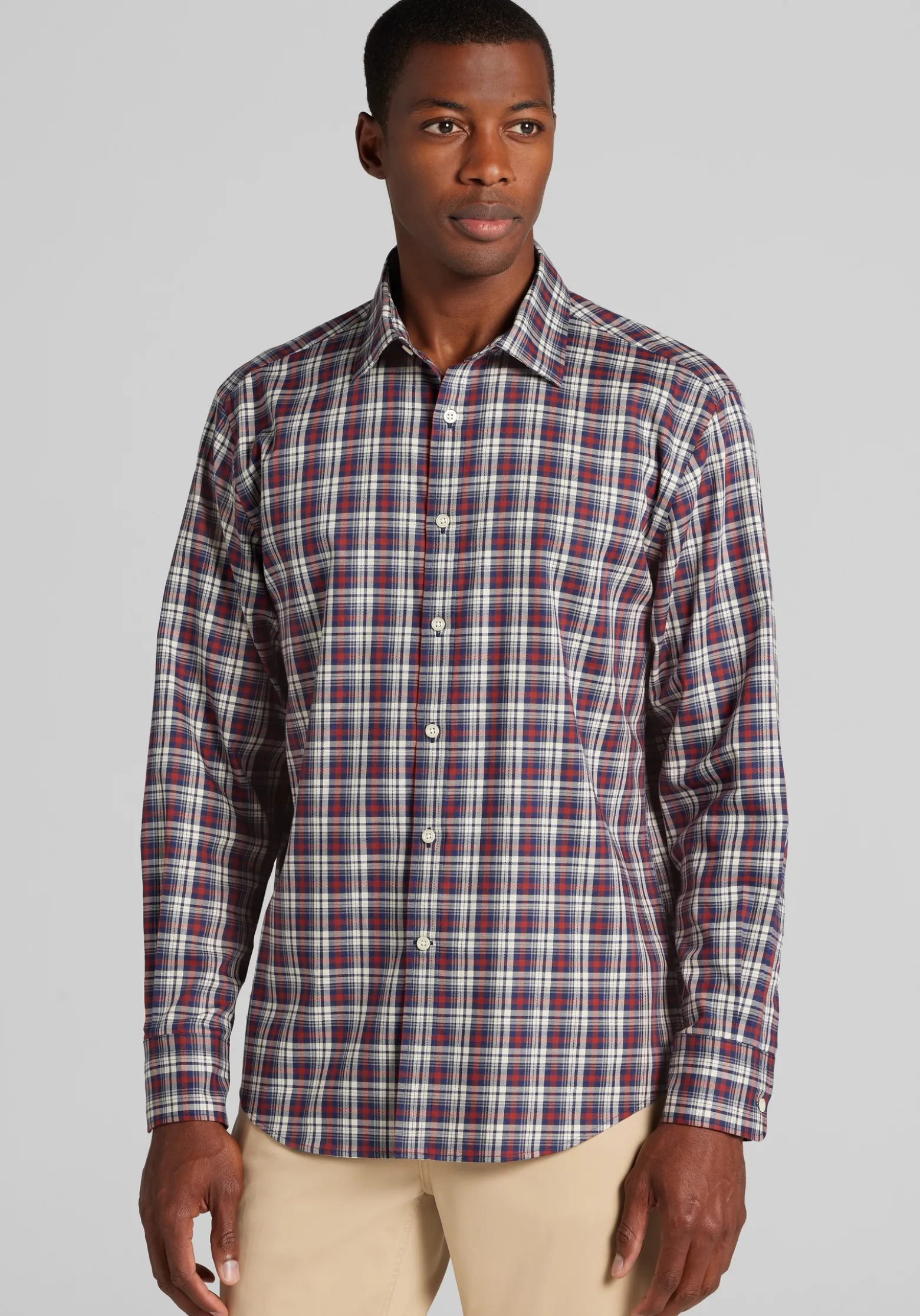 Jos. A. Bank Tailored Fit Medium Plaid Button Up Shirt