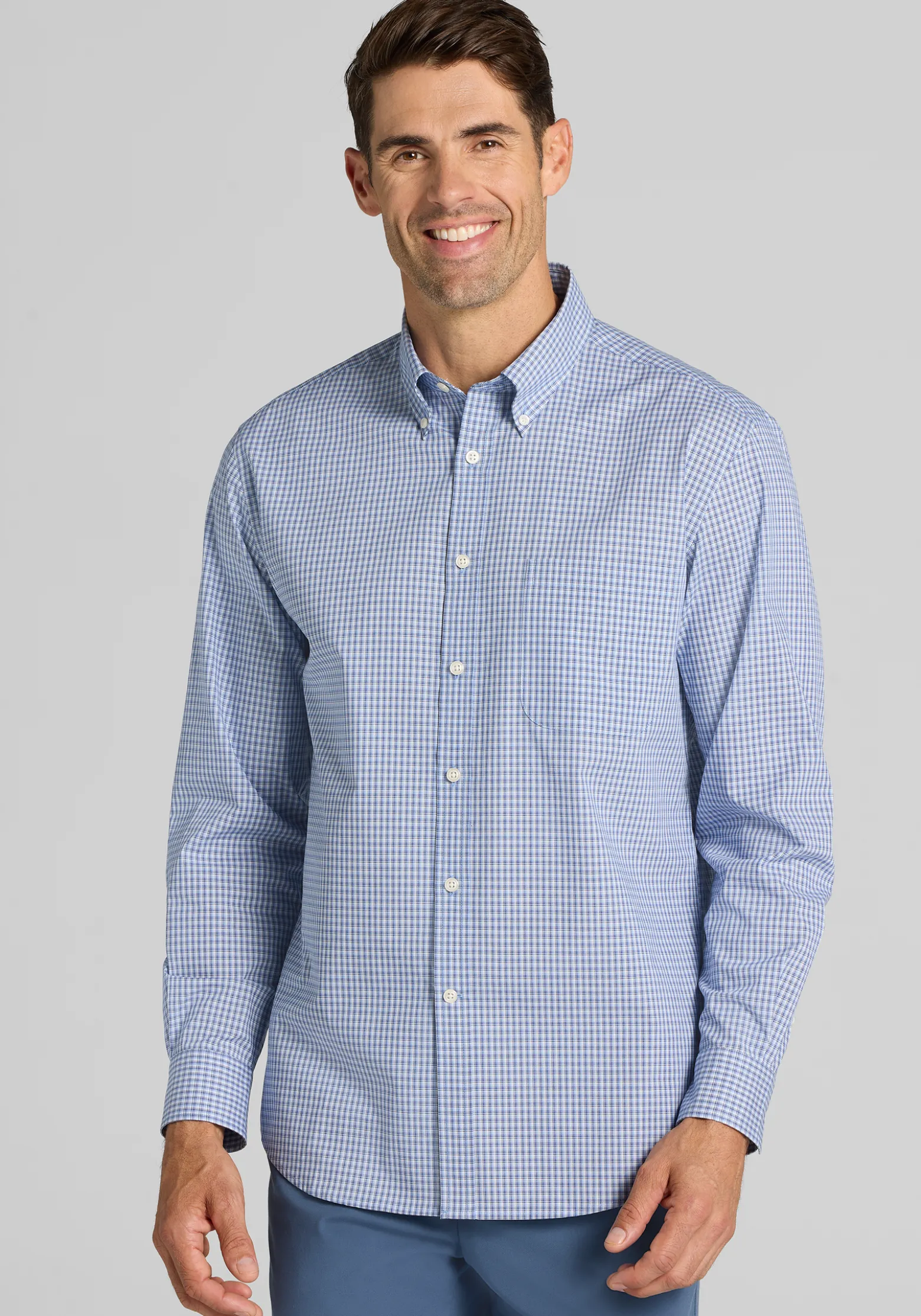 Jos. A. Bank Tailored Fit Mini Tonal Plaid Button Up Shirt