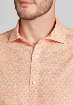 Jos. A. Bank Tailored Fit Palm Fans Short Sleeve Button Up Shirt