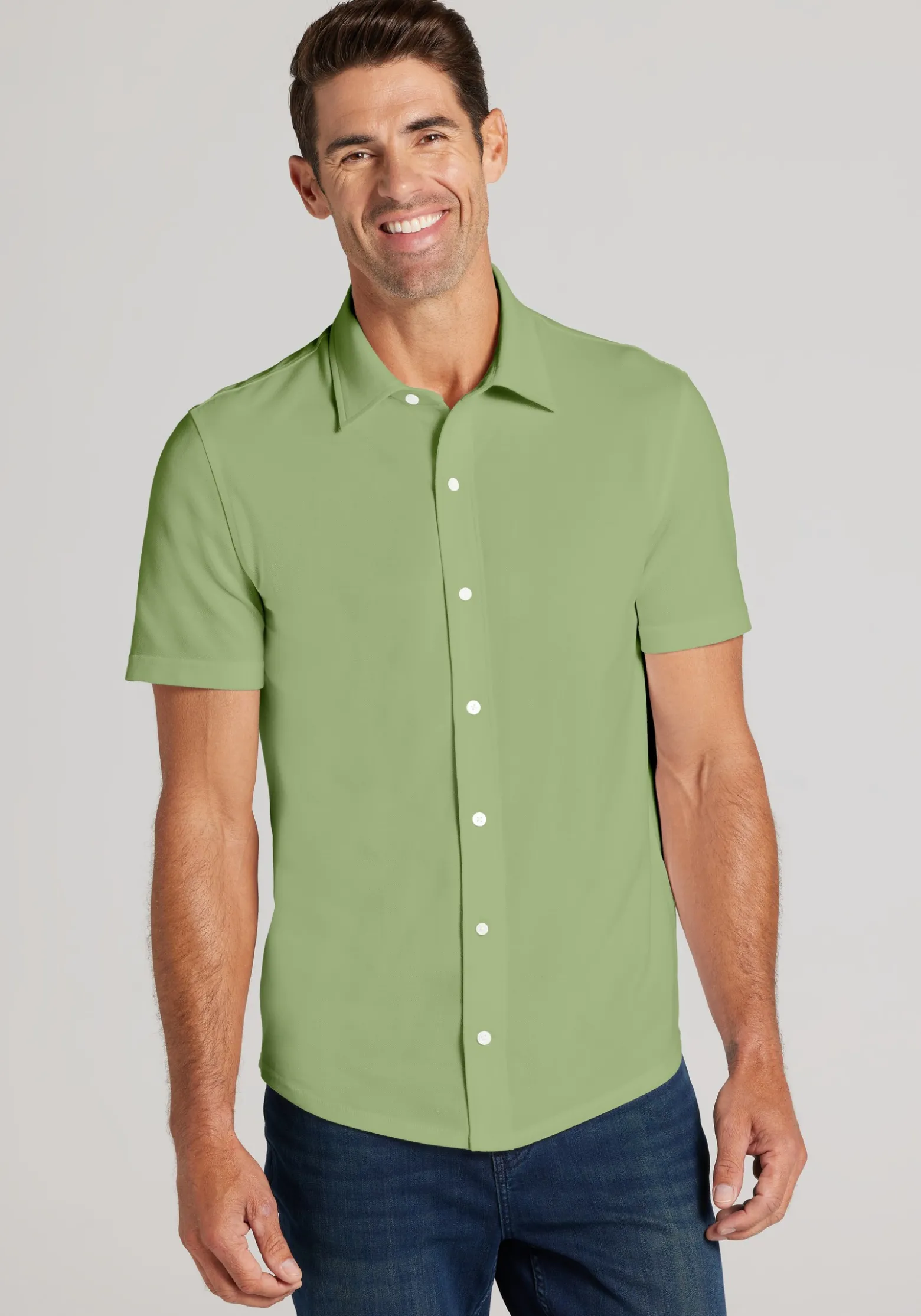 Jos. A. Bank Tailored Fit Pique Short Sleeve Button Up Shirt
