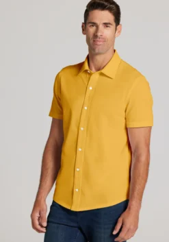 Jos. A. Bank Tailored Fit Pique Short Sleeve Button Up Shirt