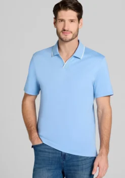 Jos. A. Bank Tailored Fit Short Sleeve Liquid Cotton Interlock Johnny Polo - Big & Tall