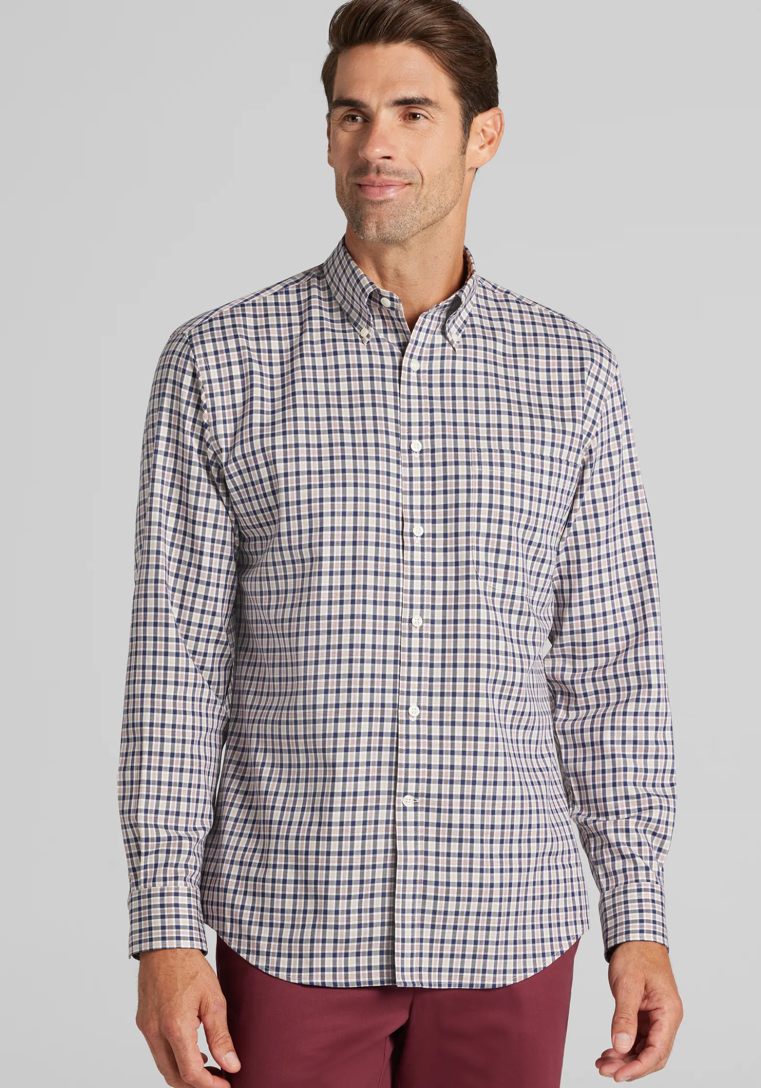Jos. A. Bank Tailored Fit Small Check Button Up Shirt