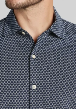 Jos. A. Bank Tailored Fit Small Diamond Short Sleeve Button Up Shirt - Big & Tall