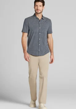 Jos. A. Bank Tailored Fit Small Diamond Short Sleeve Button Up Shirt