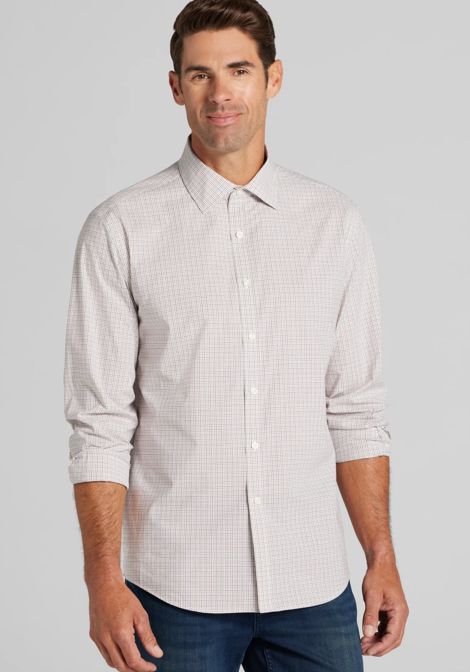 Jos. A. Bank Tailored Fit Small Tattersall Button-Up Shirt