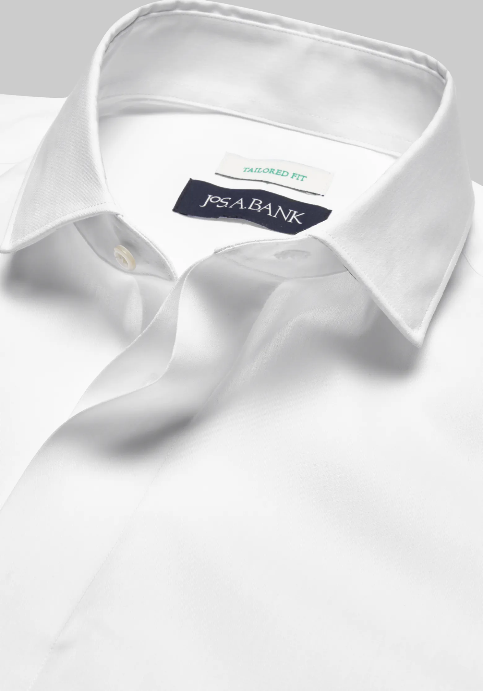 Jos. A. Bank Tailored Fit Spread Collar Covered Placket Solid Dress Shirt