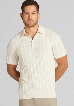 Jos. A. Bank Tailored Fit Vertical Texture Polo Sweater - Big & Tall